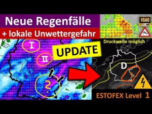 UPDATE: Erneut starke Regenfälle mit lokaler Unwettergefahr durch Gewitter #Estofex Level 1