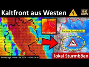 Kaltfront mit neuen Gewittern am Dienstag – KEINE Schwergewitterlage – dennoch Sturmgefahr